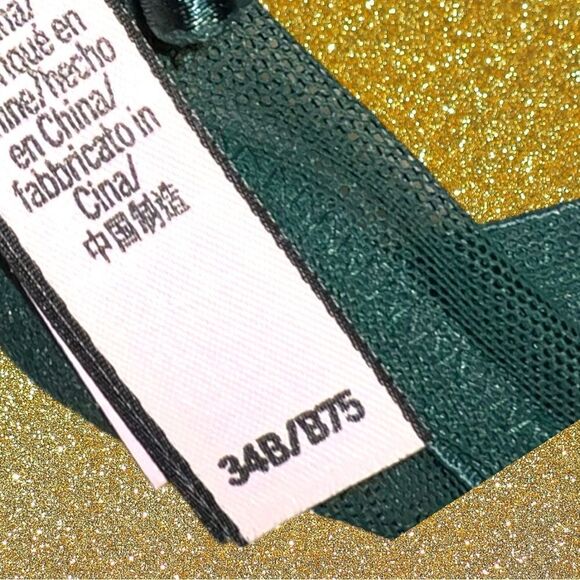 Victoria’s Secret dark green adorable bra with gold treading design! New - Picture 8 of 8